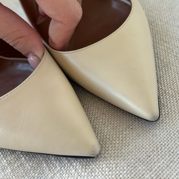 Saint Laurent YSL Opyum Logo-Heel Leather Slingback Pumps - Picture 8 of 16